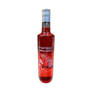 M Pek Groseille Pimentée : bouteille transparente de 70 cl au liquide rouge vif, logo M.PEK et décor blanc